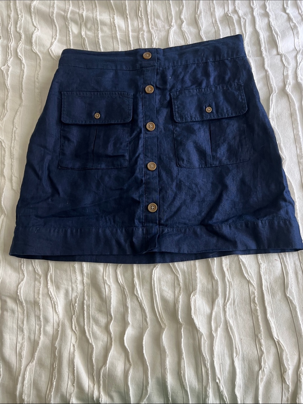 Nicole Mille Navy Faux Button-Front Mini Skirt